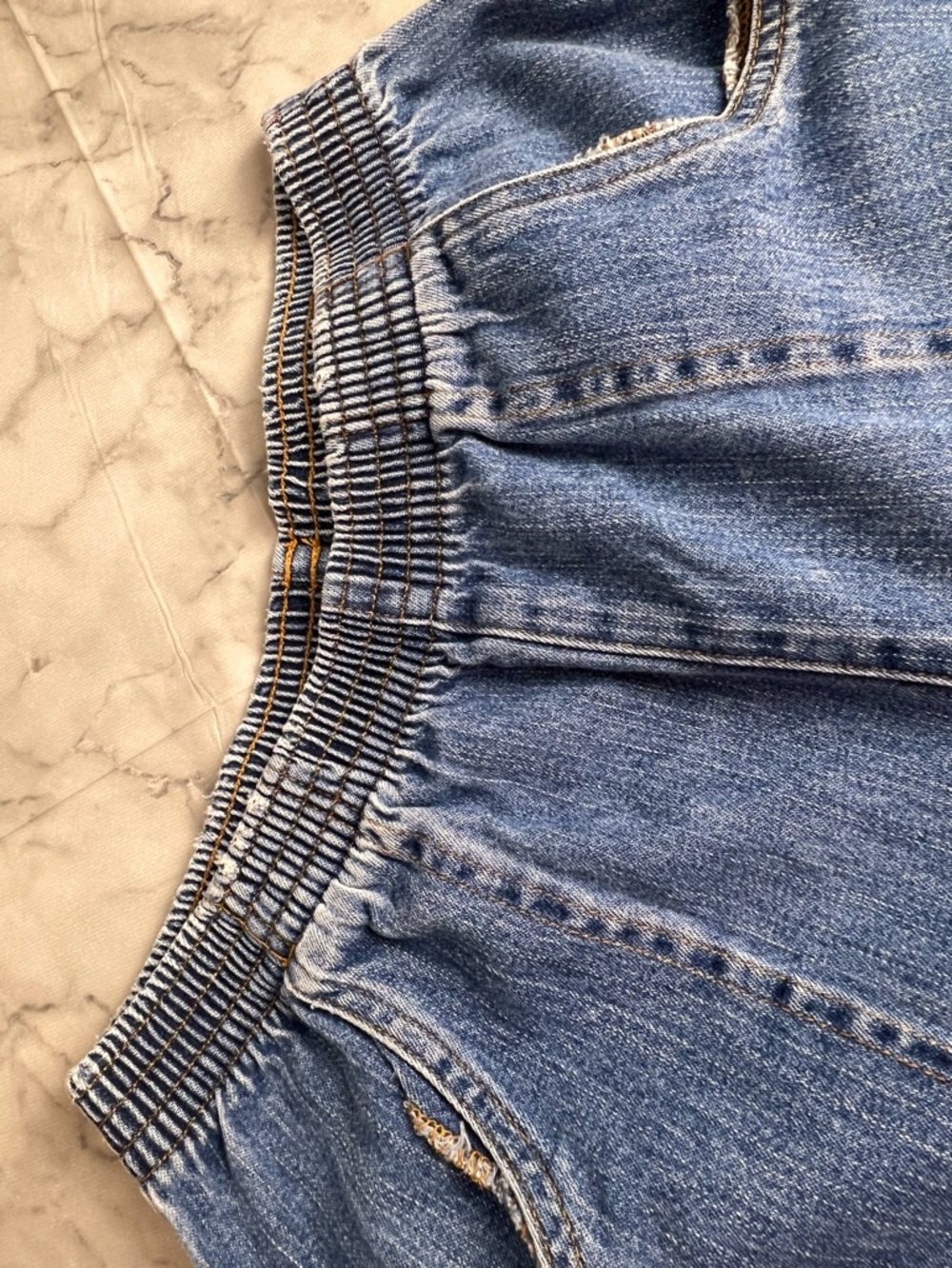 100% Cotton Petite Denim Jeans Pull On PS Petite Small Medium Blue Large Pocket - Picture 8 of 10
